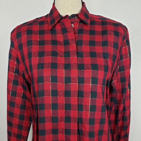Vintage Christian Dior Buffalo Plaid Button Down 4 - Picture 6 of 11